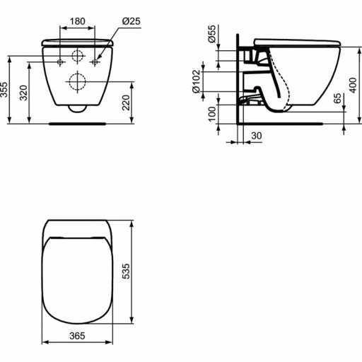 Комплект инсталляции с подвесным унитазом IDEAL STANDARD Prosys Tesi с сиденьем и кнопкой TT00002/121AC